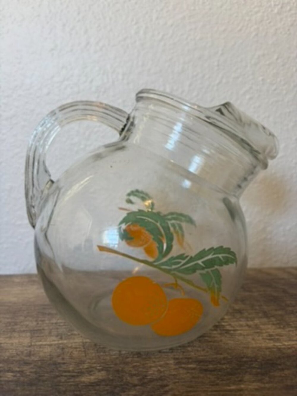 Vintage Anchor Hocking Ball Tilt Pitcher with Oranges